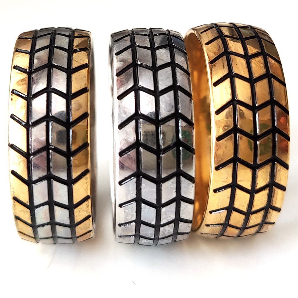 30pcs Stainless Steel Motorcycle Tire Rings For Men Hip Hop Punk Striped Ring Unbranded
