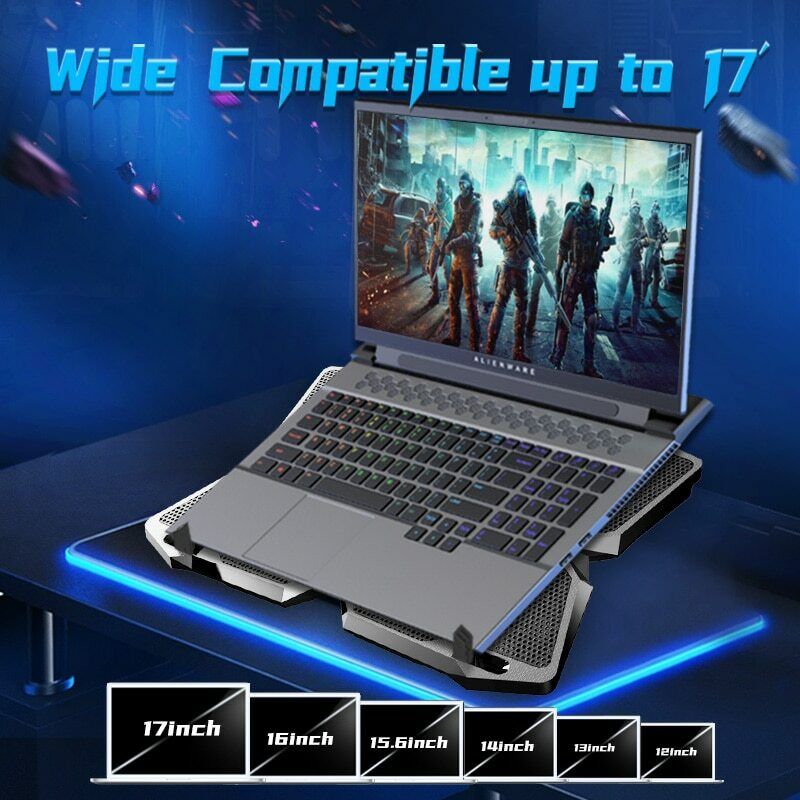 Laptop Cooling Pad 2 USB 5 Fan Gaming Led Light Notebook Cooler For 12-17inch CoolCold Does not apply - фотография #5