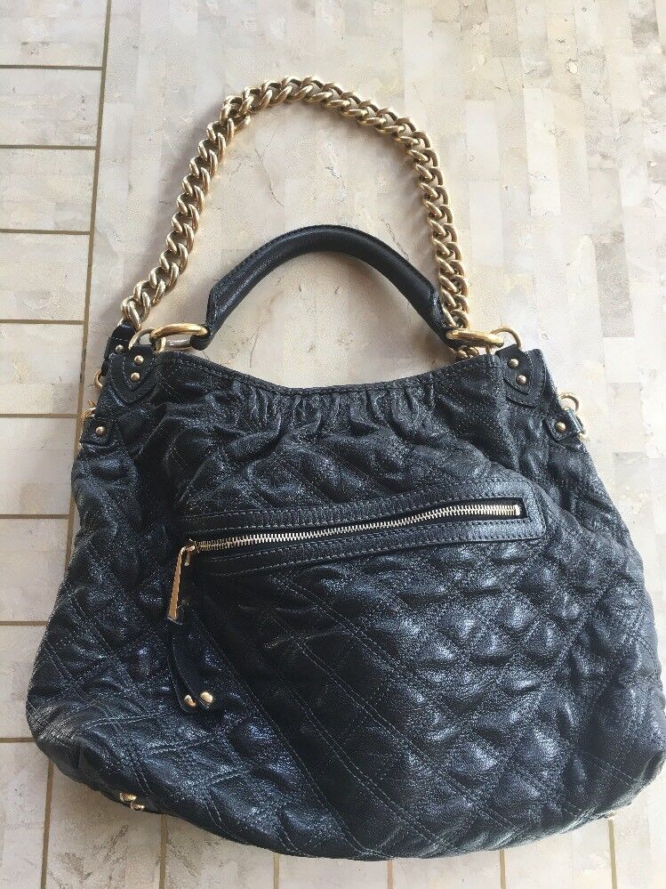 MARC JACOBS BLK LEATHER QUILTED STAM HOBO BAG WITH Y/G FINISH SHOULDER CHAIN Marc Jacobs MARC JACOBS - фотография #2