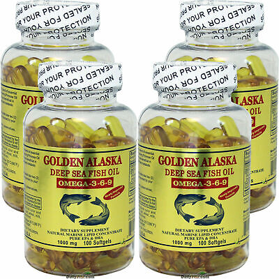 4 x Gold Vitamin Golden Alaska Deep Sea Fish Oil Omega 3 6 9 1000 mg 100 SG Golden Alaska 11100x4