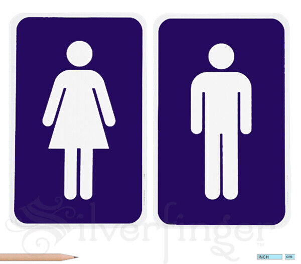 RESTROOM SIGNS Set Male Female Bathroom 2 Mens Womens Toilet Washrooms Door Sign Unbranded Bathroom Door SIgns