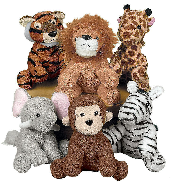 6 Stuffed Animals BABY SHOWER Diaper Cake Party Favors ZOO Safari Jungle OTC 6/1165