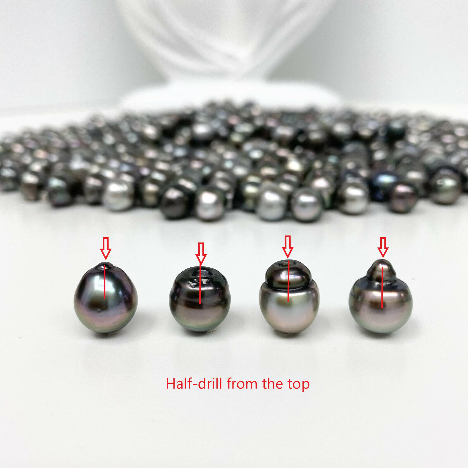 10 pcs Tahitian Loose Pearls Undrilled 9mm Circle Drop Baroque Light Medium Dark Unbranded - фотография #6