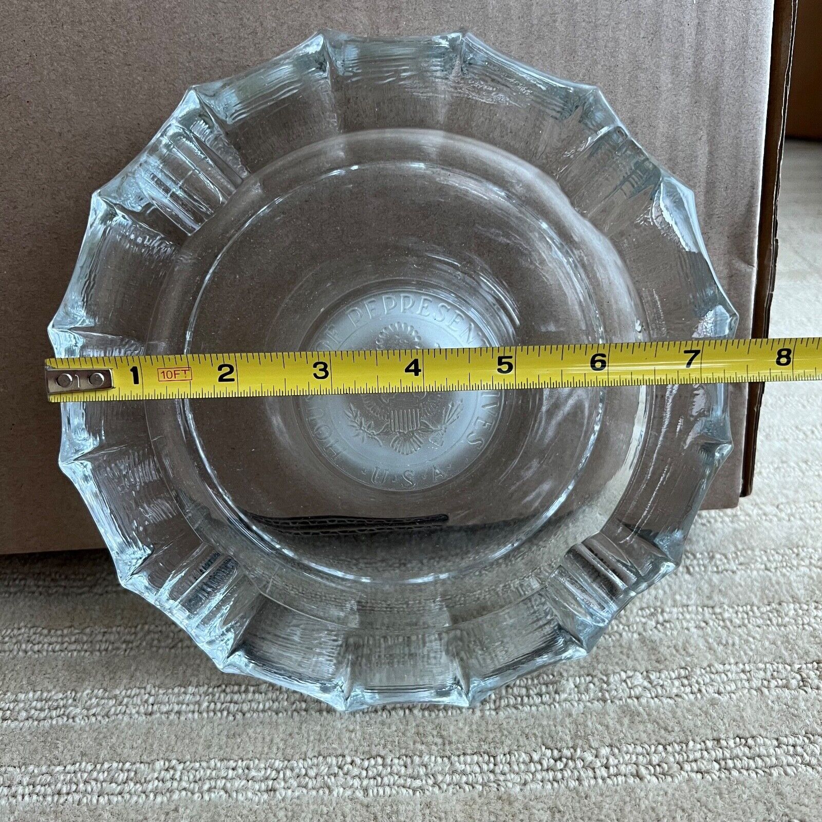 House of Representatives Official USA glass ashtray, 7.5" round, vintage Без бренда