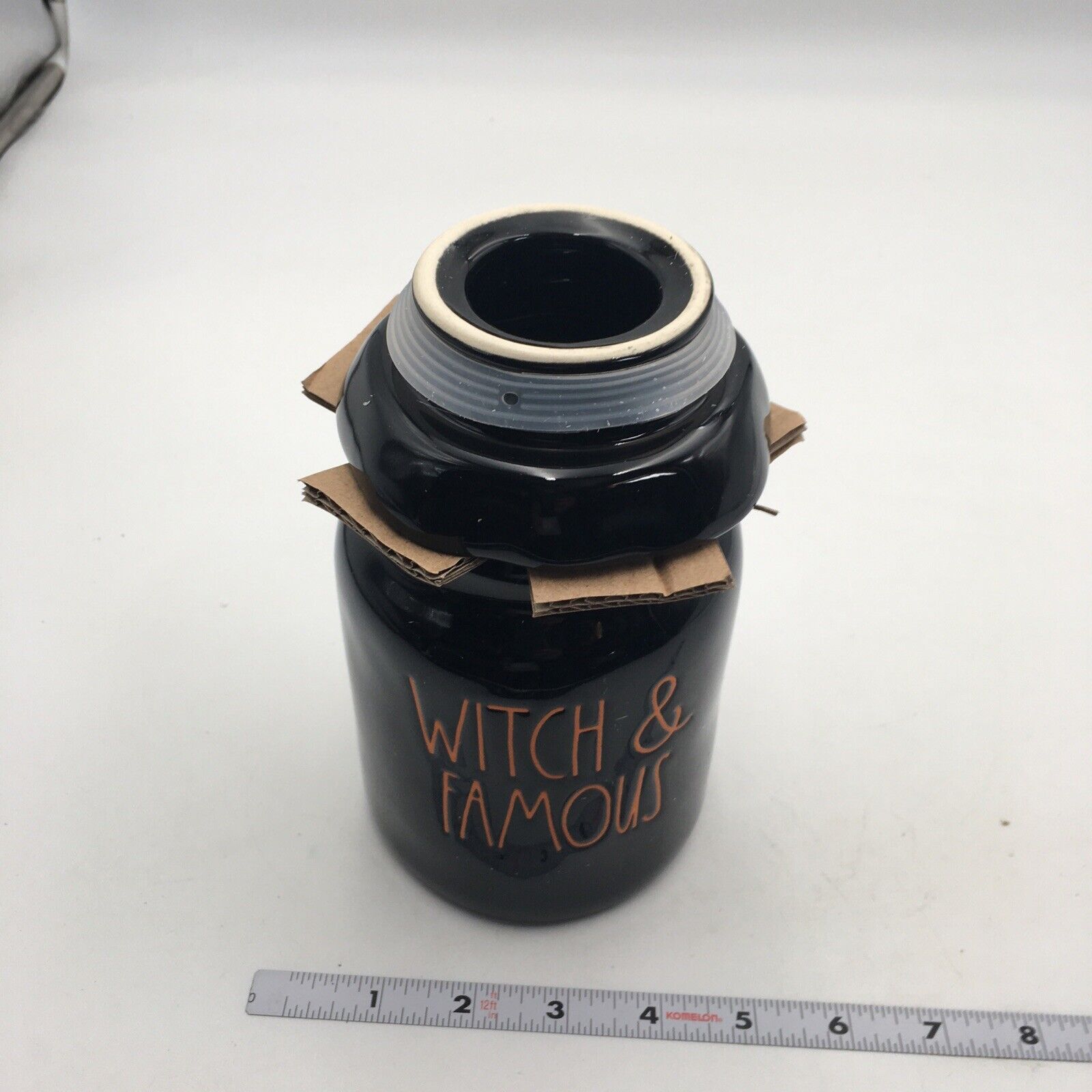 Rae Dunn "WITCH AND FAMOUS" Canister w/Leg Topper NEW Halloween 2022  Rae Dunn Does Not Apply - фотография #2