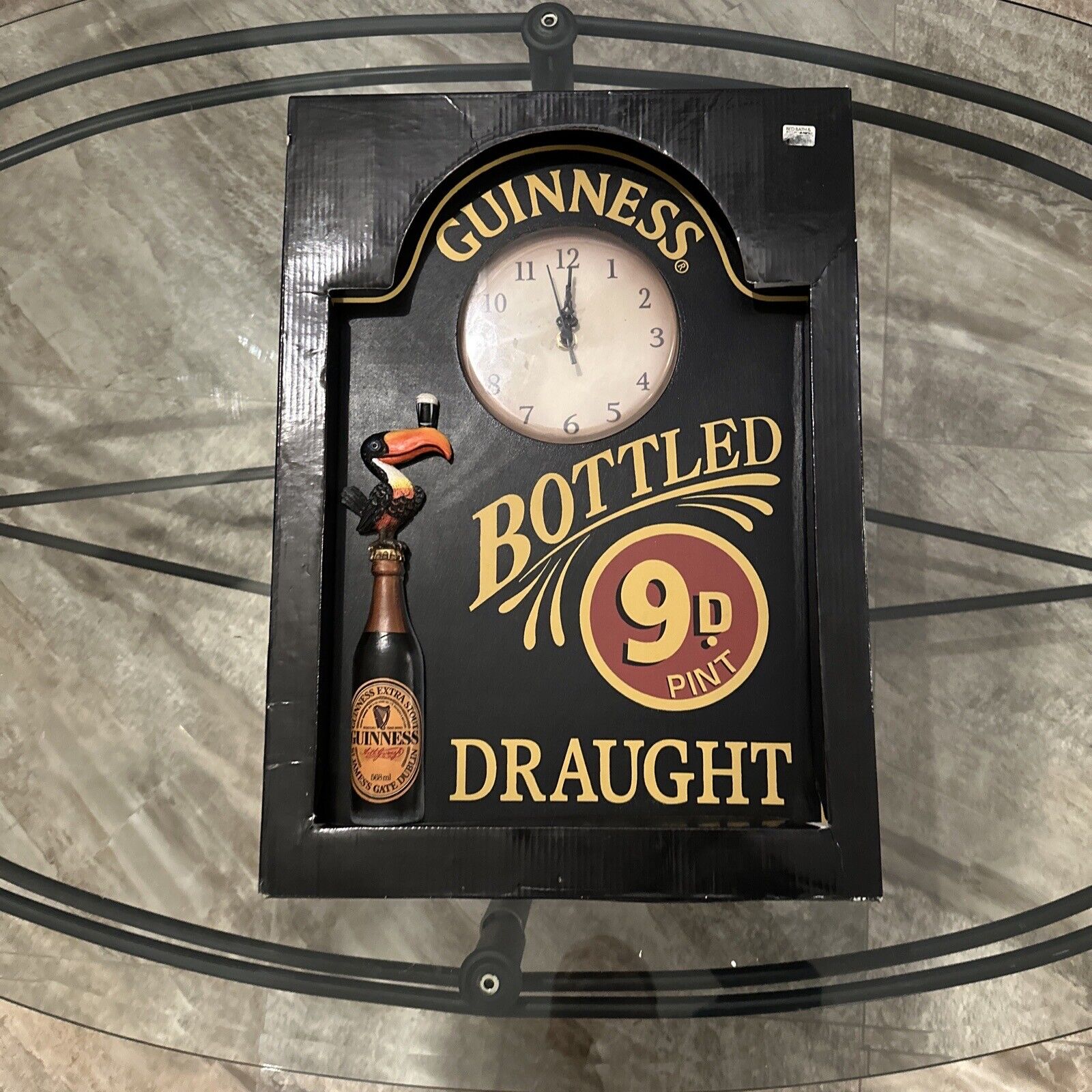 NEW Guinness Bottled 9D Pint Draught Wooden 3-D Clock - Dark Beer Sign 13x18” Guinness - фотография #2