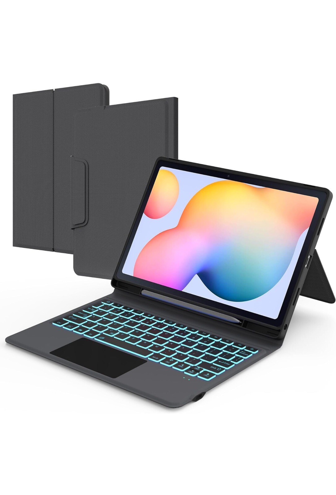Galaxy Tab S6 Lite Case with Keyboard - Multi-Touch Trackpad, 7 Color Backlight Heapao Does Not Apply