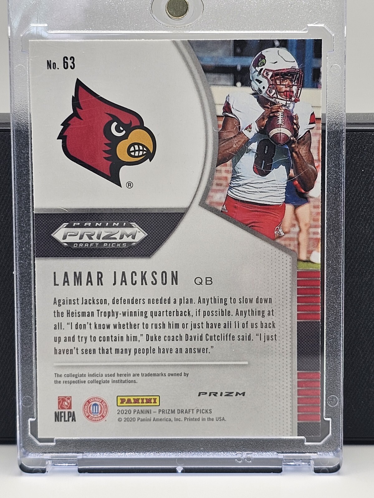 Lamar Jackson Funko Pop! #120 with 2020 Panini PRISM #63 Rookie Card NFL RAVENS Funko 57406 - фотография #4