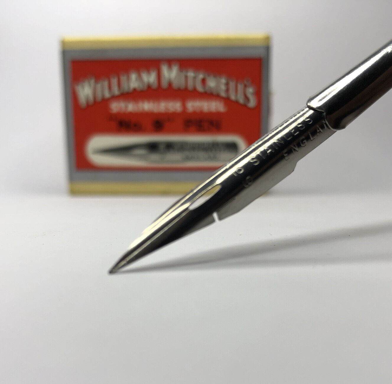 x2 William Mitchell's Stainless Steel "No.9" Pen 0221 Fine Nib Vintage Dip Pen William Mitchell - фотография #5