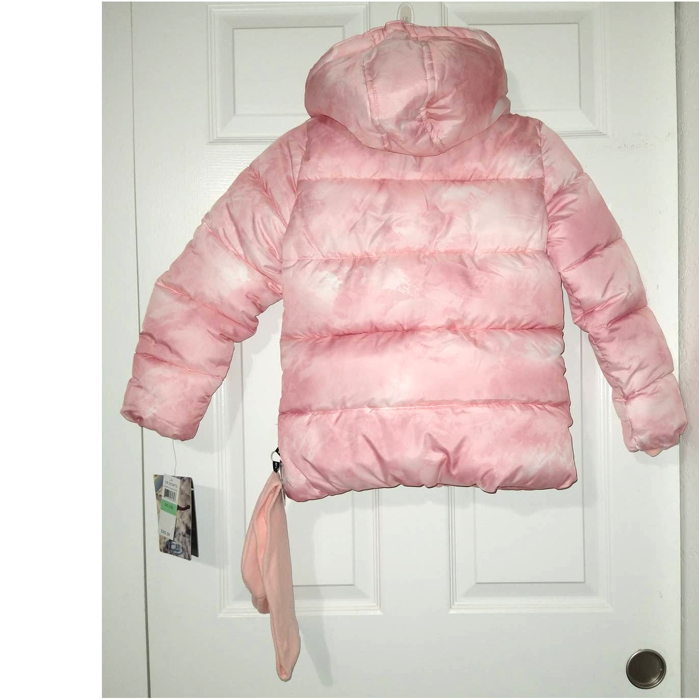 CB SPORTS Girls Puffer Jacket, Sz M 10-12, Pink Tie Dye Coat+ Free Fleece Beanie CB Sports - фотография #3