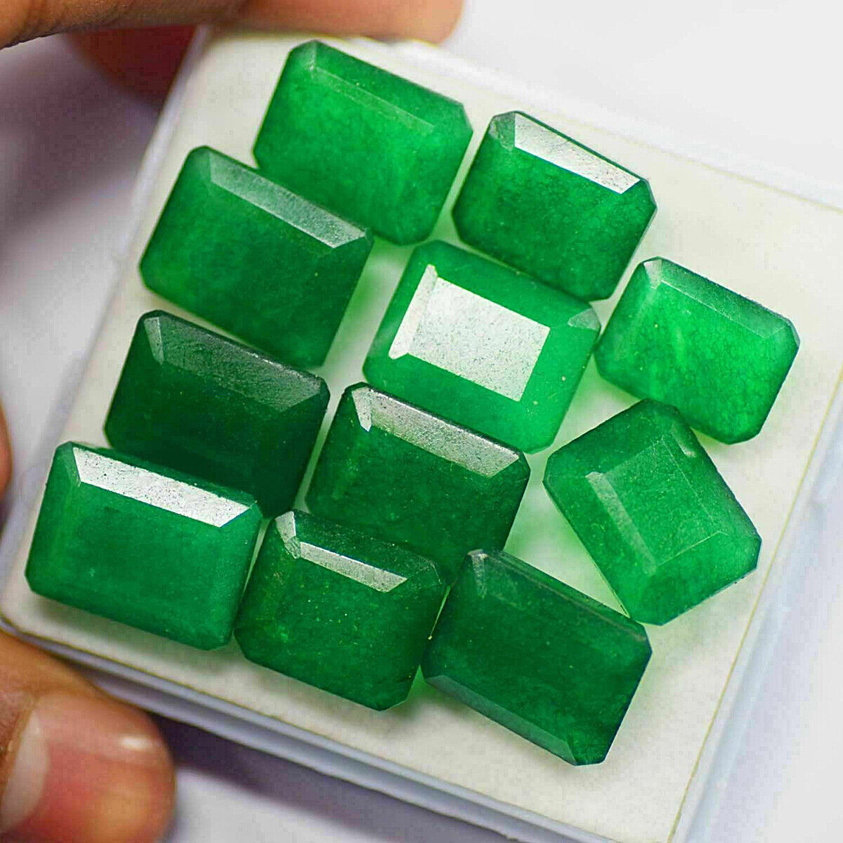 Faceted Zambian Genuine Green Emerald Cut Loose Gemstone 160.00 Ct./13 Pcs Lot Clearopal - фотография #2
