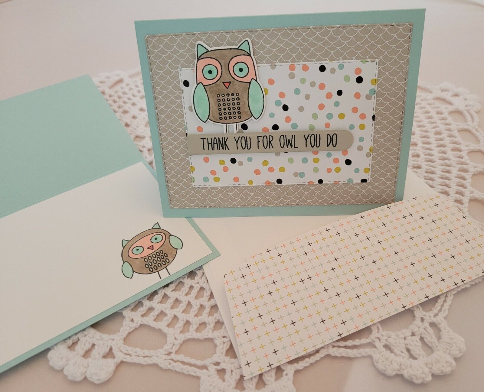 Lot of 6 handmade Thank You for Owl You Do Thank You cards made w/ Stampin' Up! Homemade