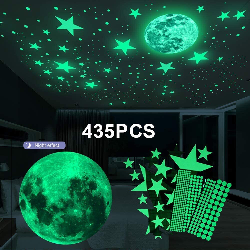 435 Glow in The Dark Wall Stickers Stars Moon Luminous Kid Bedroom Ceiling Decal Unbranded Does Not Apply