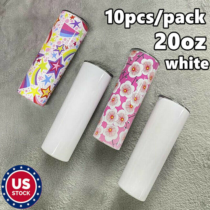 10pcs 20oz Sublimation Blank White Skinny Tumbler Stainless Steel Insulated Cup QOMOLANGMA 0163003181300 - фотография #2