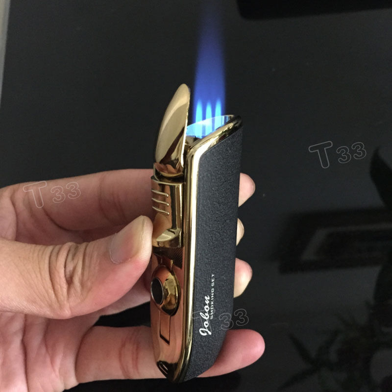 Triple Jet Flame Cigarette Cigar Butane Torch Windproof Gas Refillable Lighter JOBON - фотография #4
