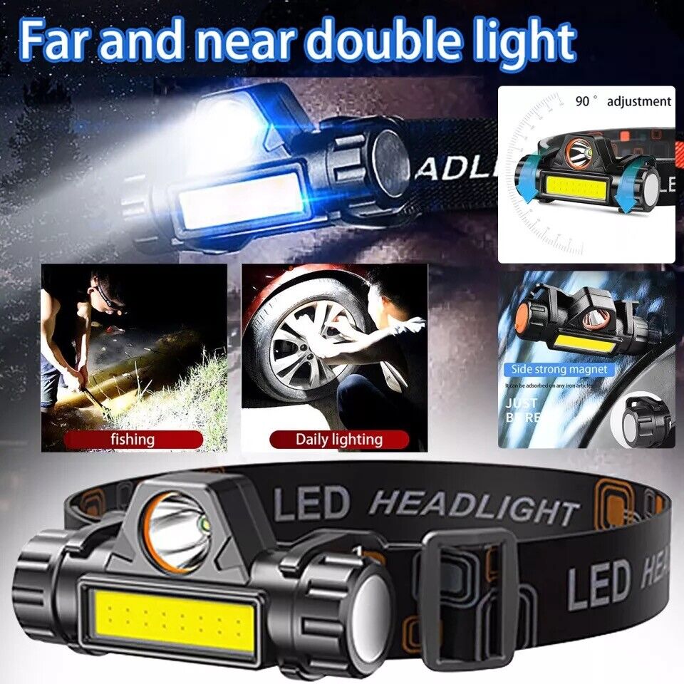2 Pack USB Rechargeable Waterproof LED Headlamp Headlight Head Light Flashlight MagicTek CA8010099BK - фотография #2