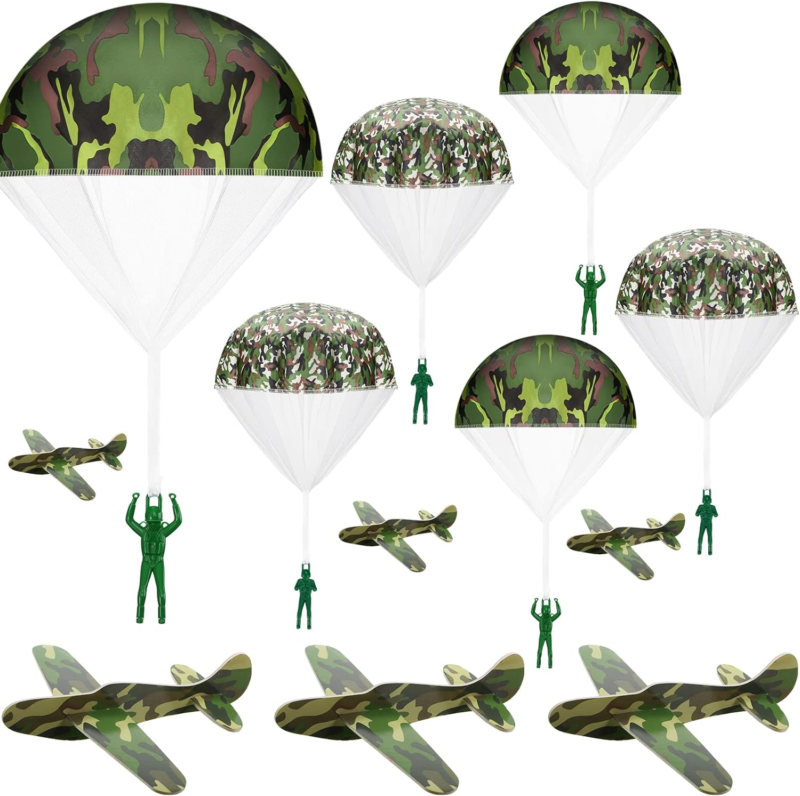 20 PCS Parachute Toys and Camouflage Foam Airplanes Set, Parachute Army Men Toys Does not apply