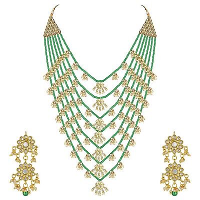 Indian Ethnic Wedding Wear Necklace Set Green aheli AH-PF-37-28-26-25-24