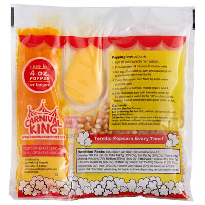 24/Case Carnival King All-In-One Popcorn Kit For 4 Oz. Popper Ready to Use Pop Carnival King Does not apply - фотография #3