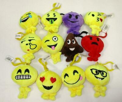 Lot of 12 Emoji Stuffed Plush Toy Key Chain Emoticon Keychain Ring Clip Poop B-2 Без бренда