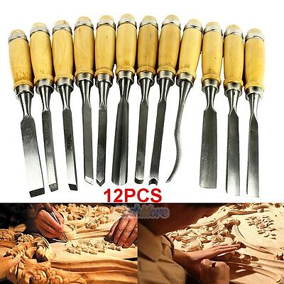 12 Piece Wood Carving Hand Chisel Tool Set Professional Woodworking Gouges Steel Unbranded Does not apply