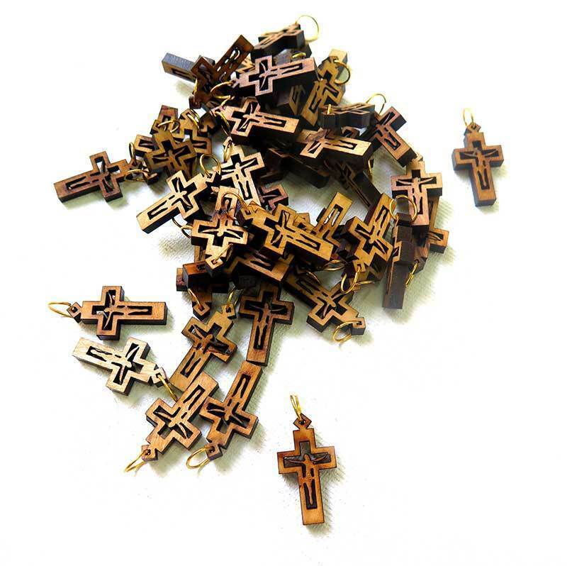  Wood Olive HandMade Cross Pendants Necklace Holy Land Bethlehem Crosses Rosary Без бренда - фотография #3