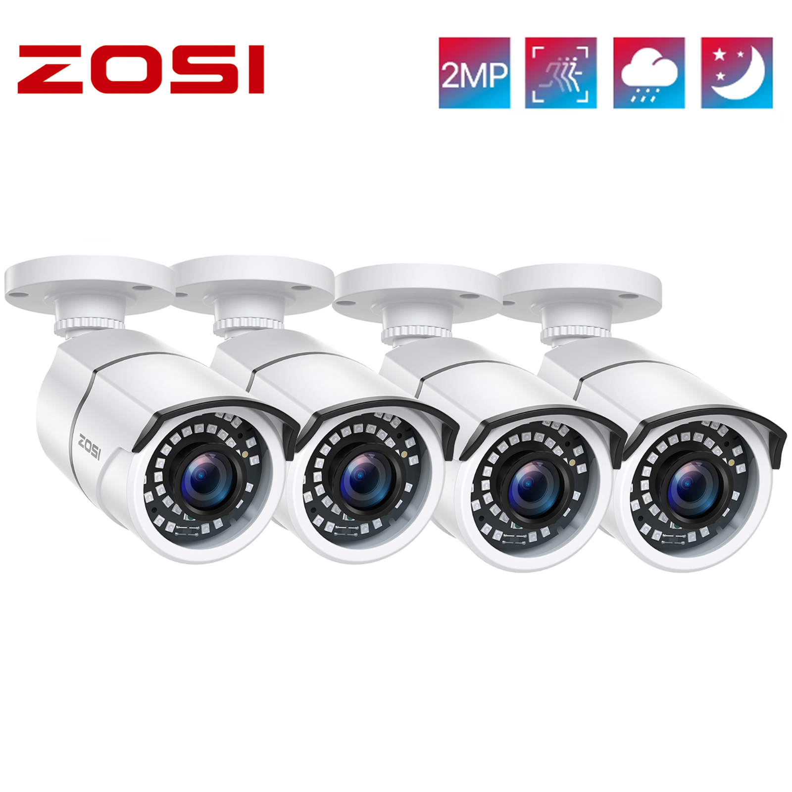 ZOSI 4PCS 4in1 1080P Waterproof Home Outdoor Security Camera Surveillance 120ft ZOSI Does Not Apply