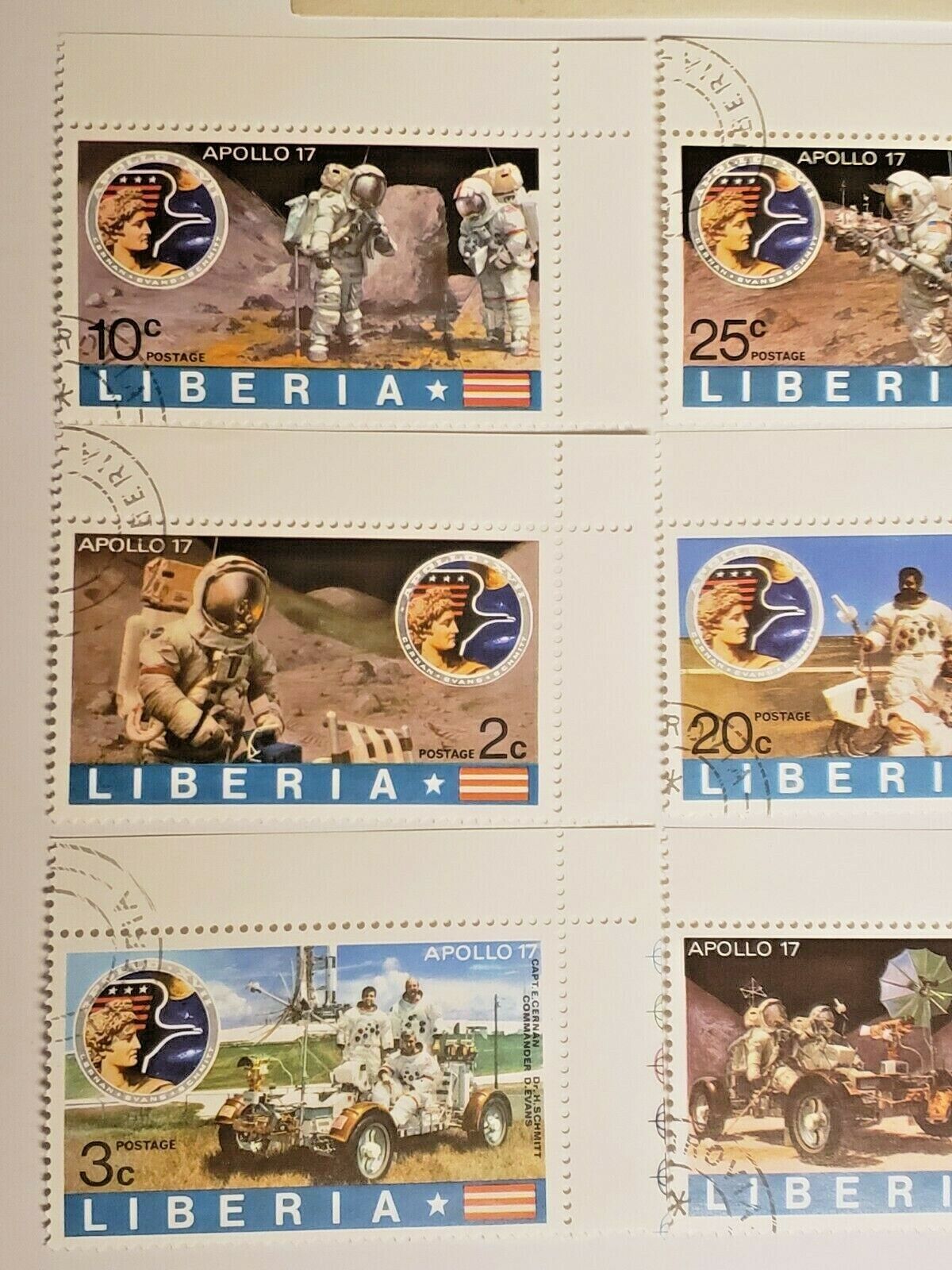 1973 Liberia APOLLO 17 Stamp Set of Six (6) - Littleton Stamp & Coin Co. 82-AD Без бренда - фотография #2