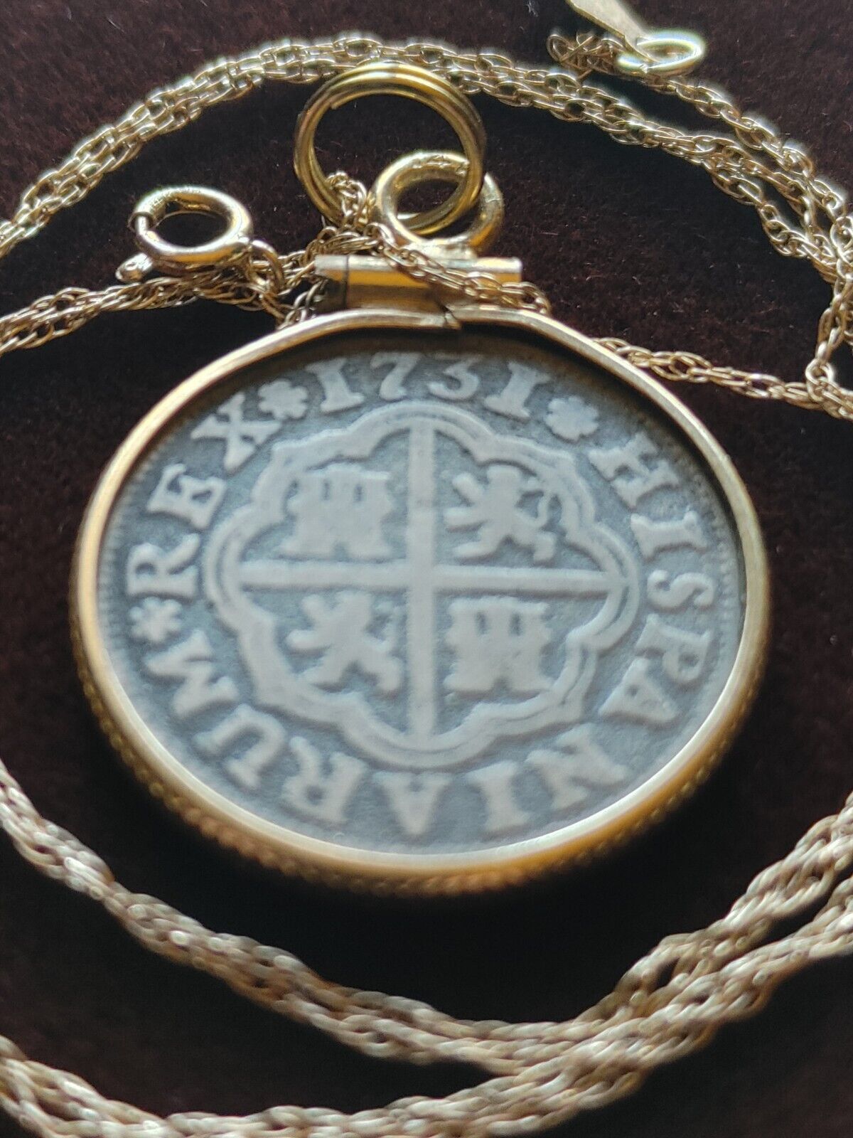 Genuine 1731 Spanish Reale 14K Gold pendant On a 14K  18" Gold Chain w COA & Box Everymagicalday - фотография #19