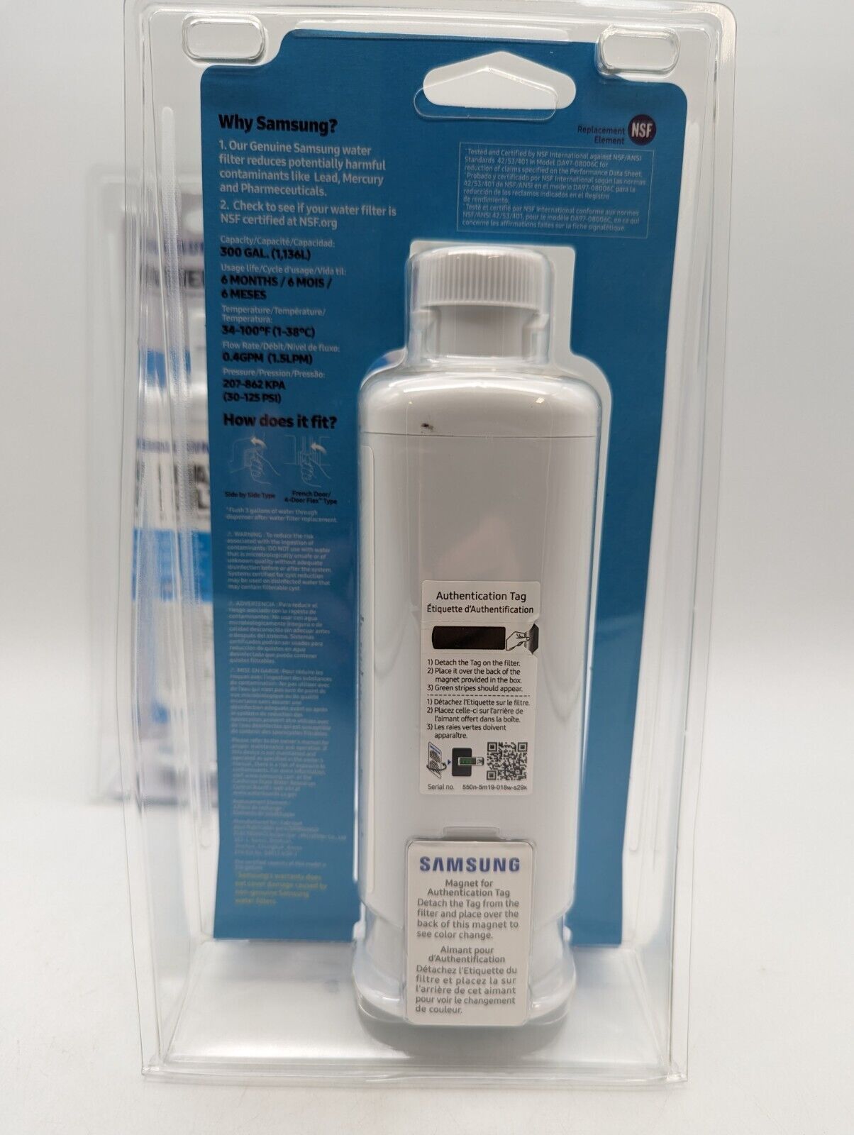 2-Pack Samsung DA97-17376B DA97-08006C HAF-QIN/EXP Refrigerator Water Filter Samsung HAF-QINS - фотография #3