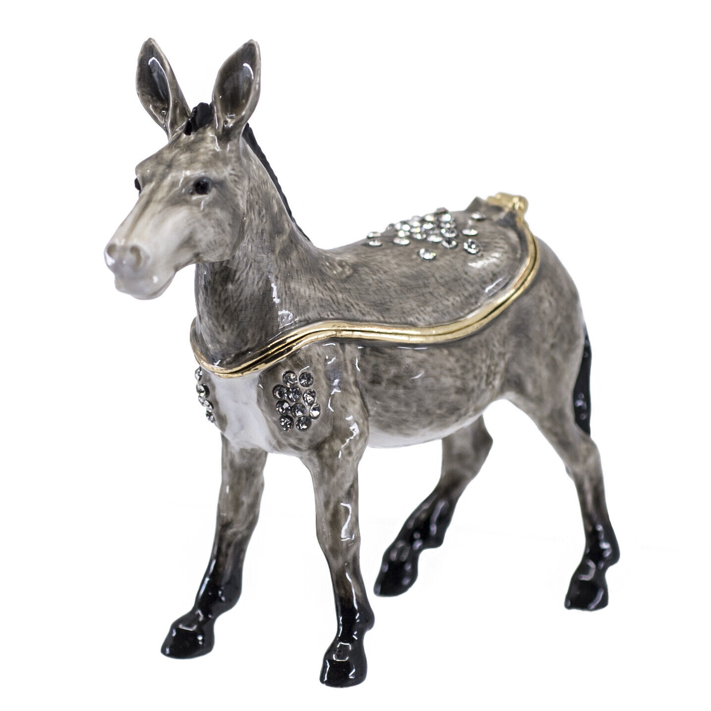 Bejeweled Enameled Pewter Donkey Trinket Jewel Box With Crystals 3.5" High New! Без бренда 3008 - фотография #2