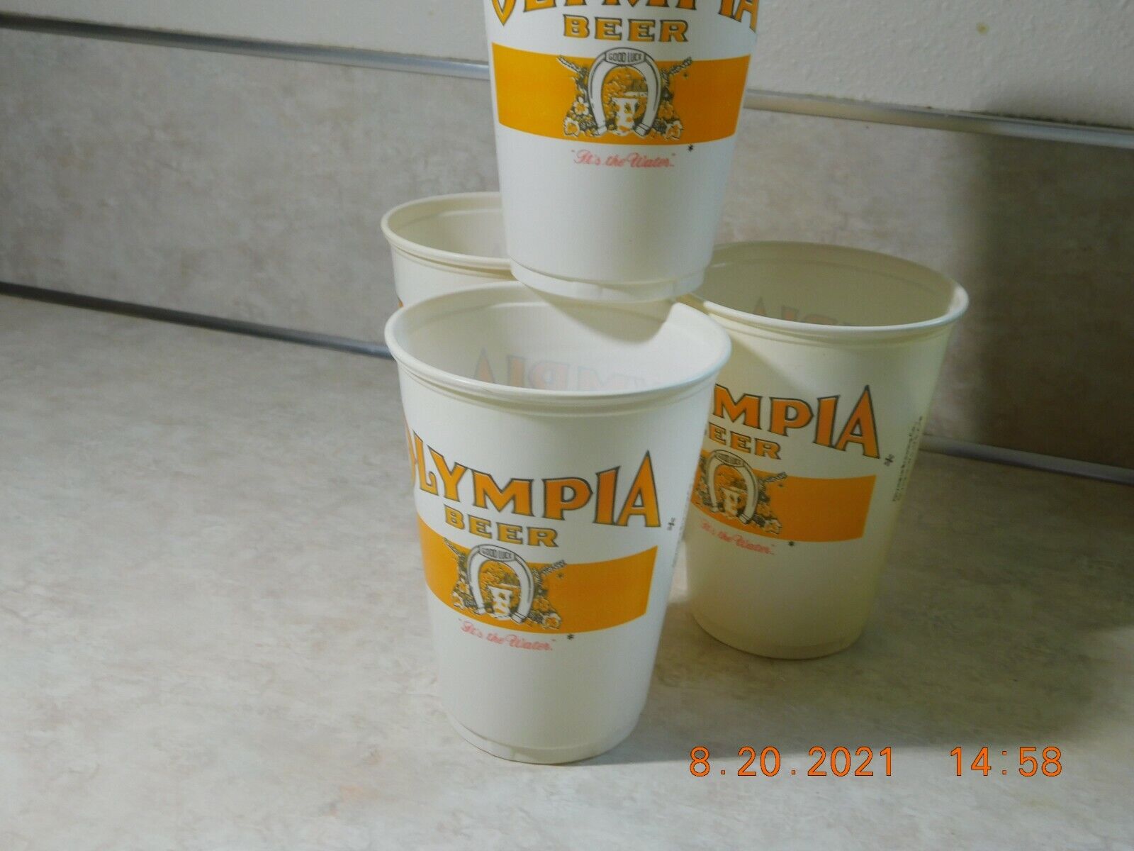 70's 80's OLYMPIA BEER Keg "It's the Water" Cups 12 oz SOLO NEW Unused  Без бренда - фотография #2