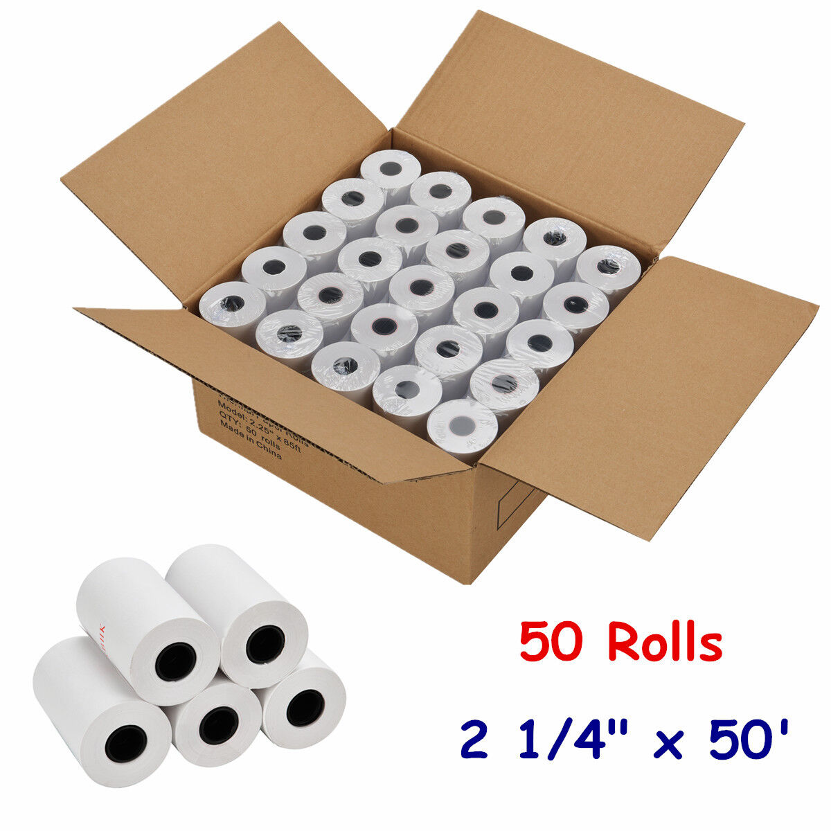 2 1/4" x 50'Thermal Receipt Paper 50 Rolls Cash Register POS Credit Card Tape Unbranded Does Not Apply