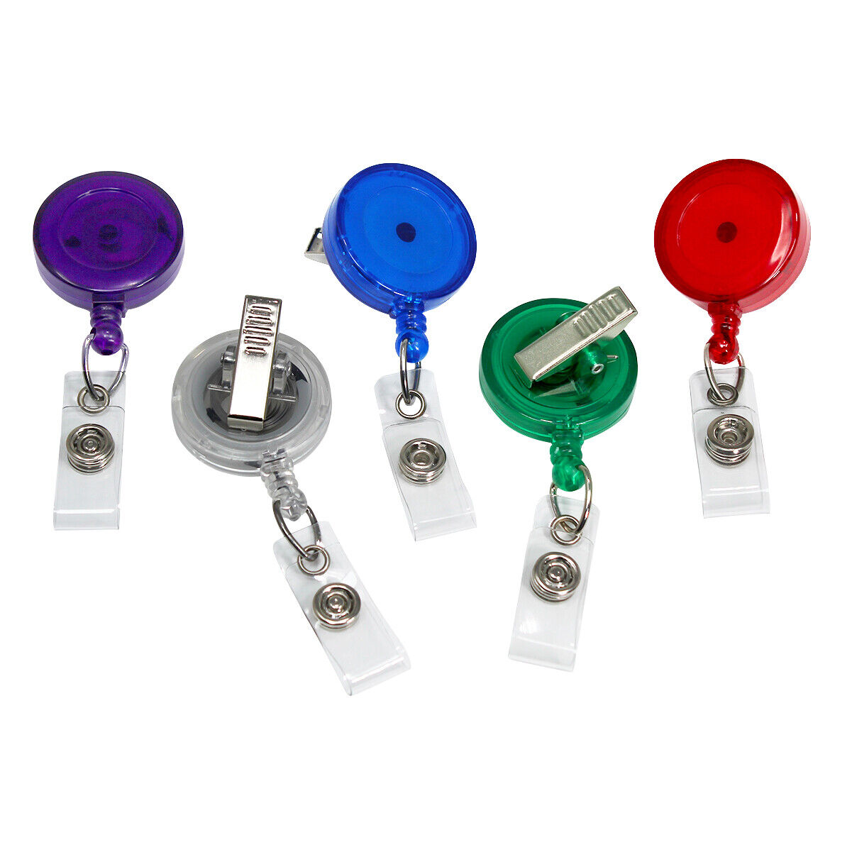 5 Pack - Translucent Color Retractable ID Badge Reels with Alligator Swivel Clip Specialist ID SPID-376X