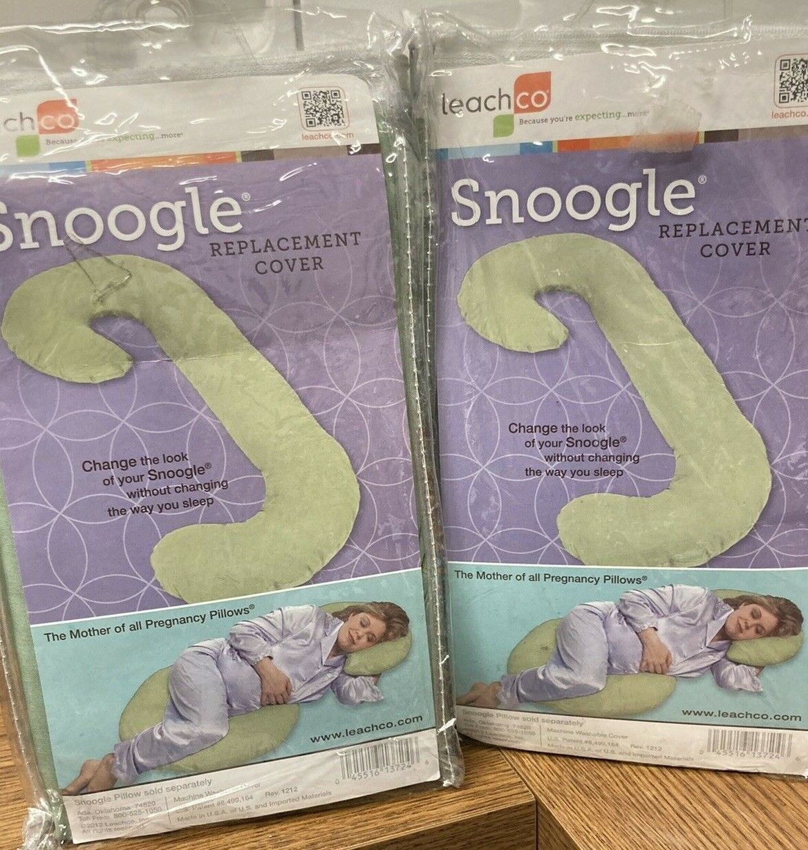 Lot of 2 Snoogle Pillow Covers - Pregnancy Sleeping Knee Maternity Expecting Mom Leachco