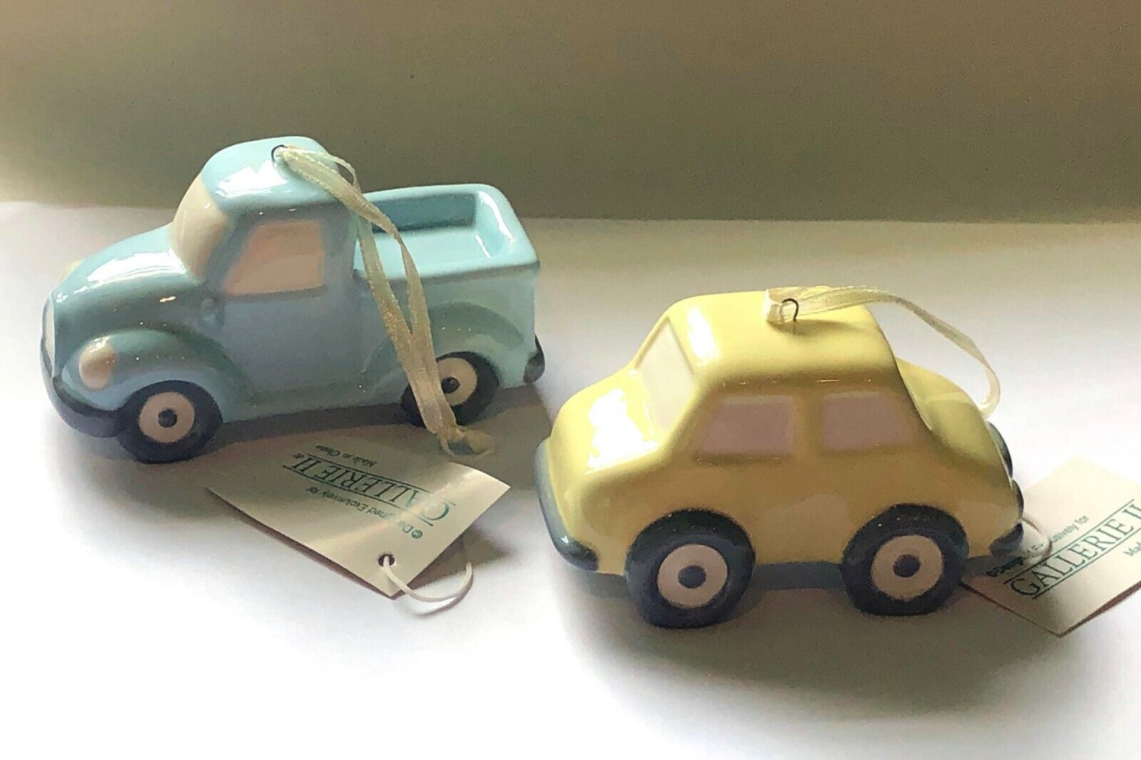 Lot of 2~NEW RARE~Porcelain Car & Truck ornament NWT~Midwest of Cannon of Falls Gallerie II