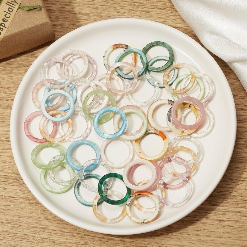10pcs Colorful Rings Set Resin Acrylic Knuckle Ring Midi Finger Womens Jewelry Unbranded