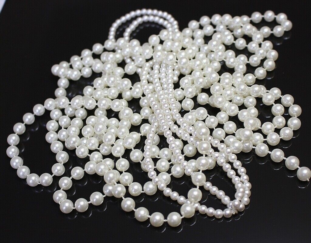 Bulk Lot 2 Faux Pearl Necklaces Craft Market Stall Dress Up Decorations VG 0321  Unbranded - фотография #10