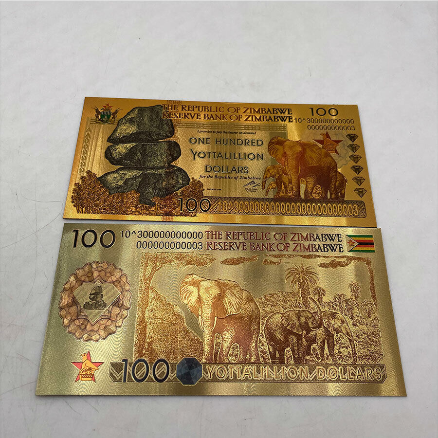 10 pcs/lot Zimbabwe One Hundred Yottalillion Dollars Gold Banknote/Non Currency Без бренда - фотография #3