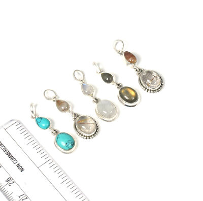 Wholesale 5PC 925 Solid Sterling Silver Blue Turquoise Mix Pendant Lot! V232 Unbranded N/A - фотография #2