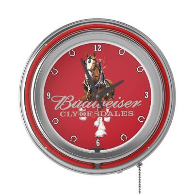 Unbranded Analog Neon Clock 14.5" Budweiser Clydesdale Lighted Round In Red Unbranded AB8CLY-R-HD - фотография #6