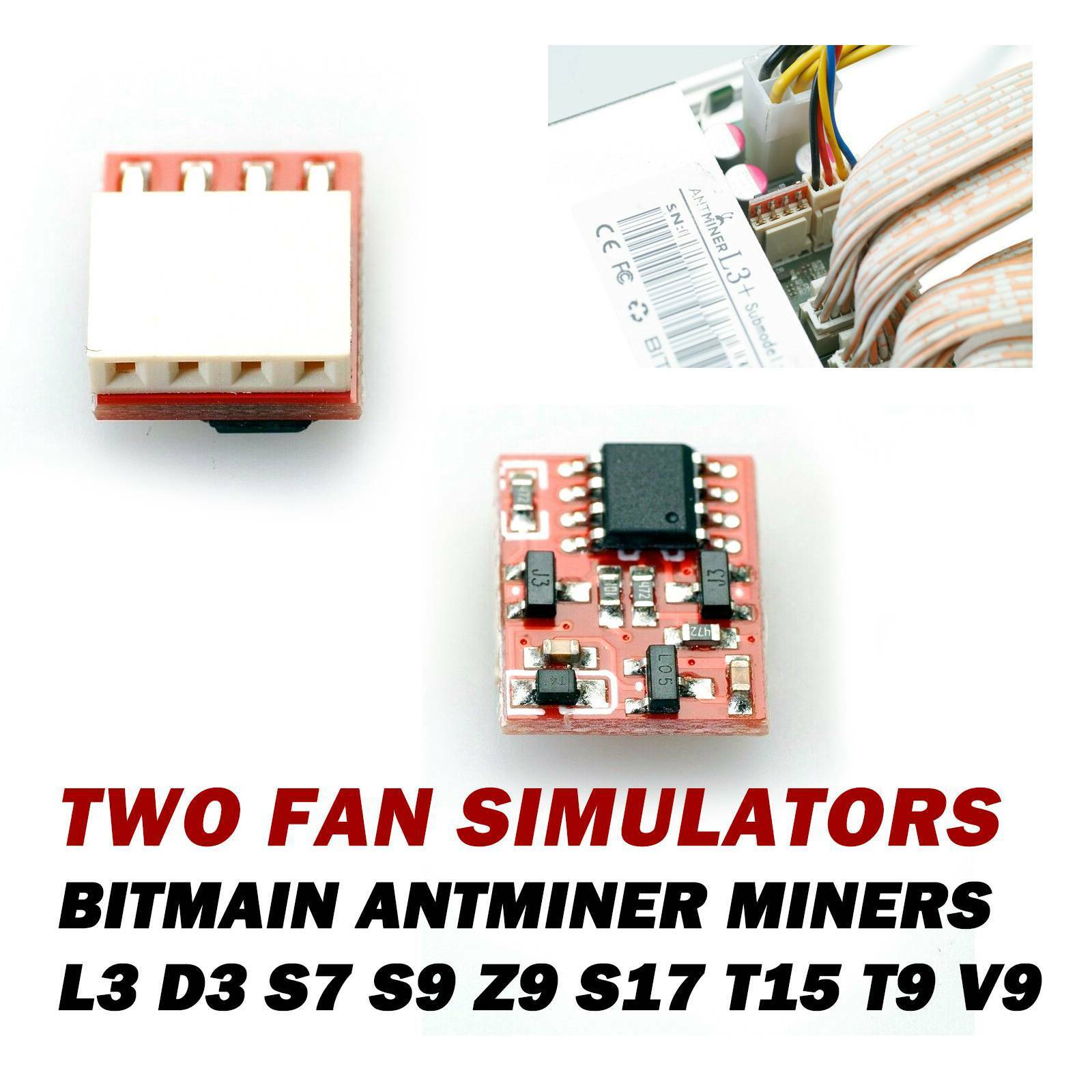 2Pcs Fan Simulators fit Bitmain Antminer Miner L3 D3 S7 S9 Z9 S17 T15 T9 V9 Unbranded Does not apply - фотография #2