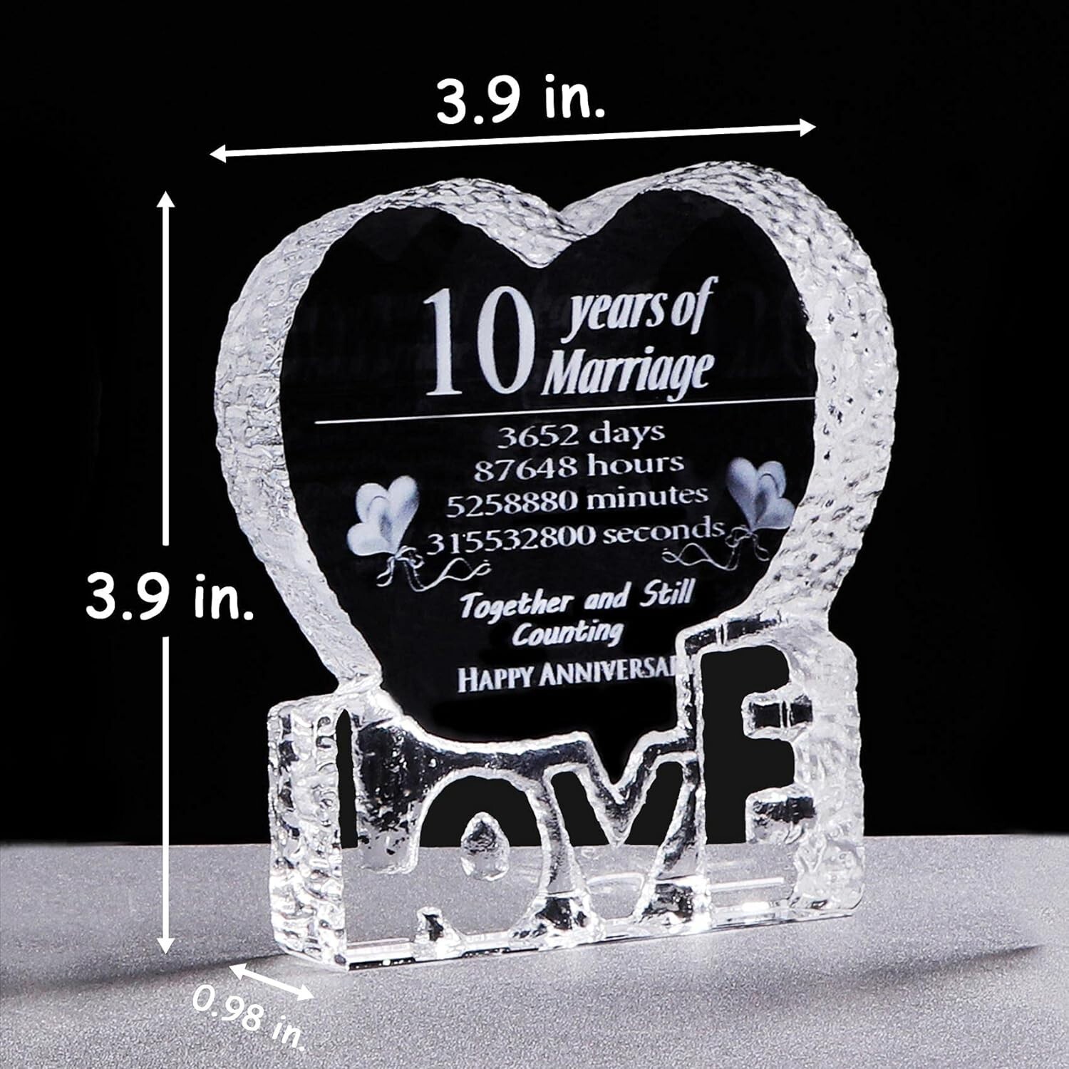 Memorable Love Shape Crystal Keepsake Paperweight - Extra Large Size - 3.9" x Unbranded - фотография #5