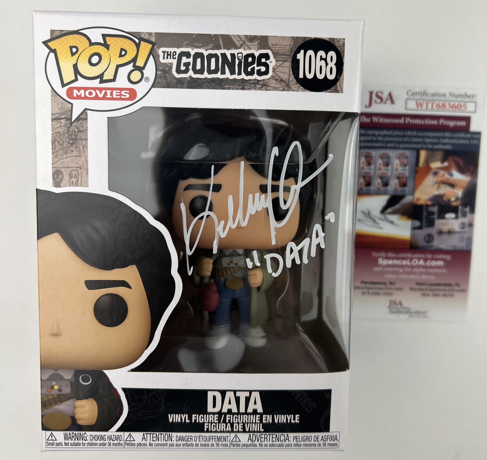 JEFF COHEN SEAN ASTIN KE HUY QUAN signed 3 Funko POP THE GOONIES CHUNK MIKEY JSA Без бренда - фотография #7