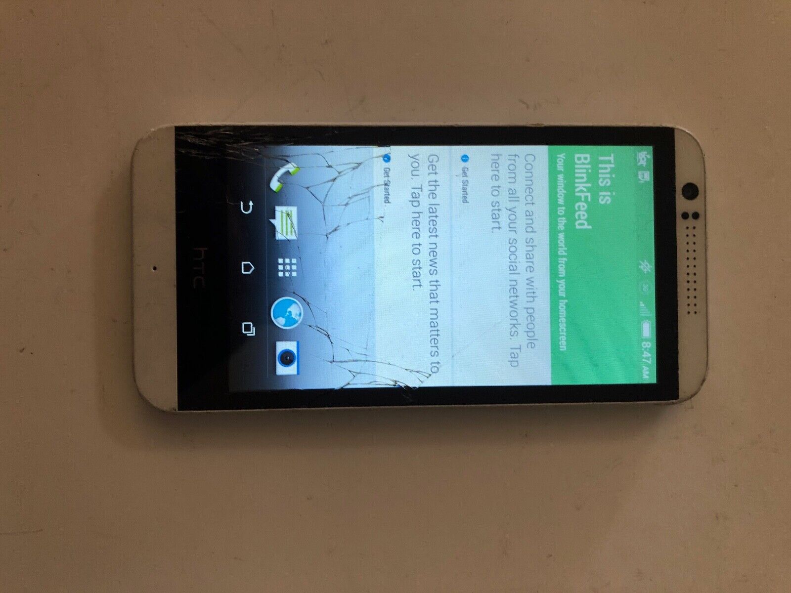 HTC Desire 510 White Boost Mobile Android Phone, Cracked glass - read HTC HTC Desire 510