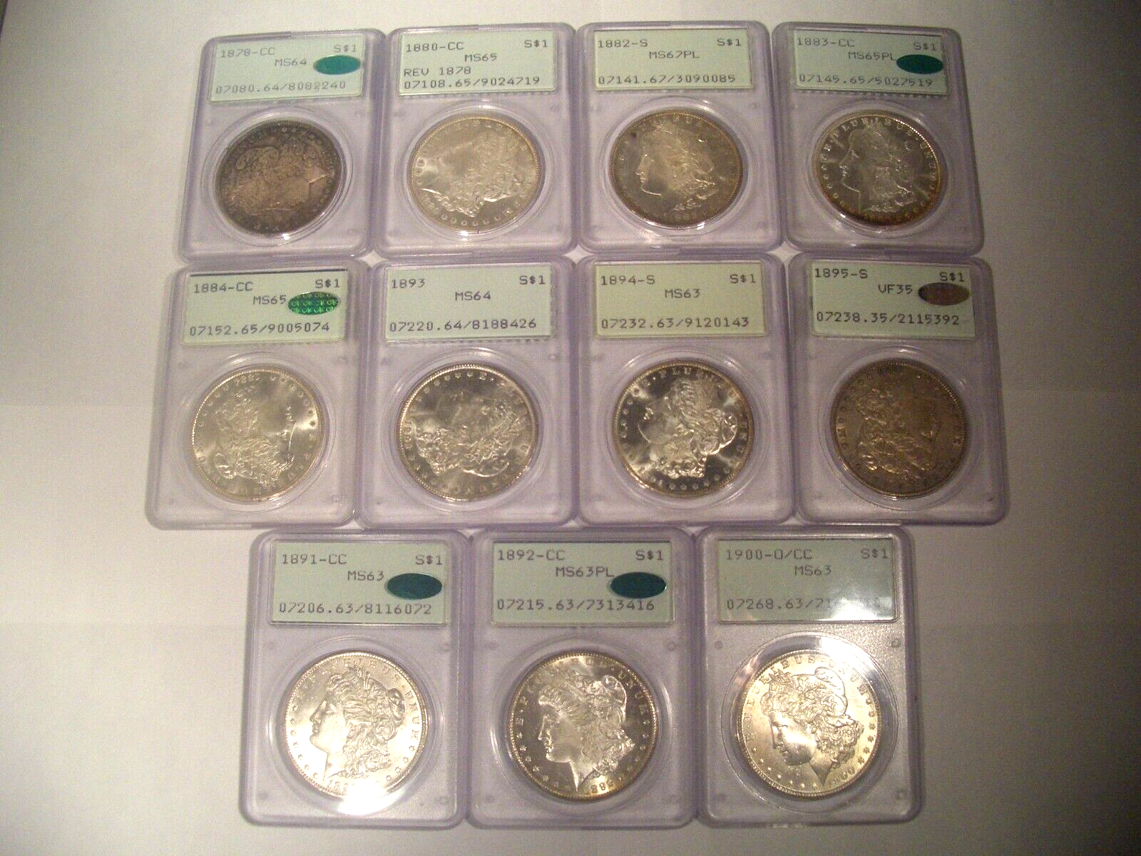 1878-1921 COMPLETE " RATTLER " PCGS Silver MORGAN Dollar DATE Set *28 Collection Без бренда - фотография #5