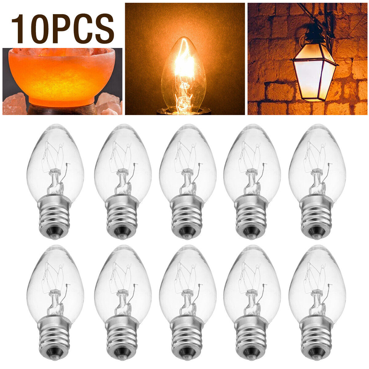 10 Pack 15 Watt Scentsy Plug-in Wax Warmer Night Light Diffuser C7 Bulbs Lamps Housmile