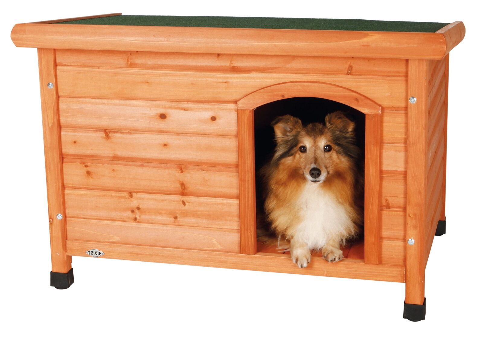 Classic Weatherproof Large Wooden Outdoor Dog House with Hinged Flat Roof Brown Unbranded - фотография #11