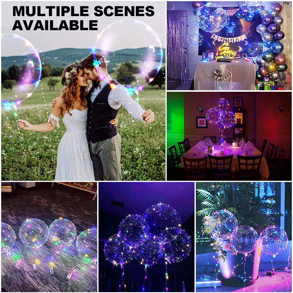 10 PCS LED Light Up BoBo Balloons Clear Helium Balloon Party Birthday Decoration Unbranded Does Not Apply - фотография #8