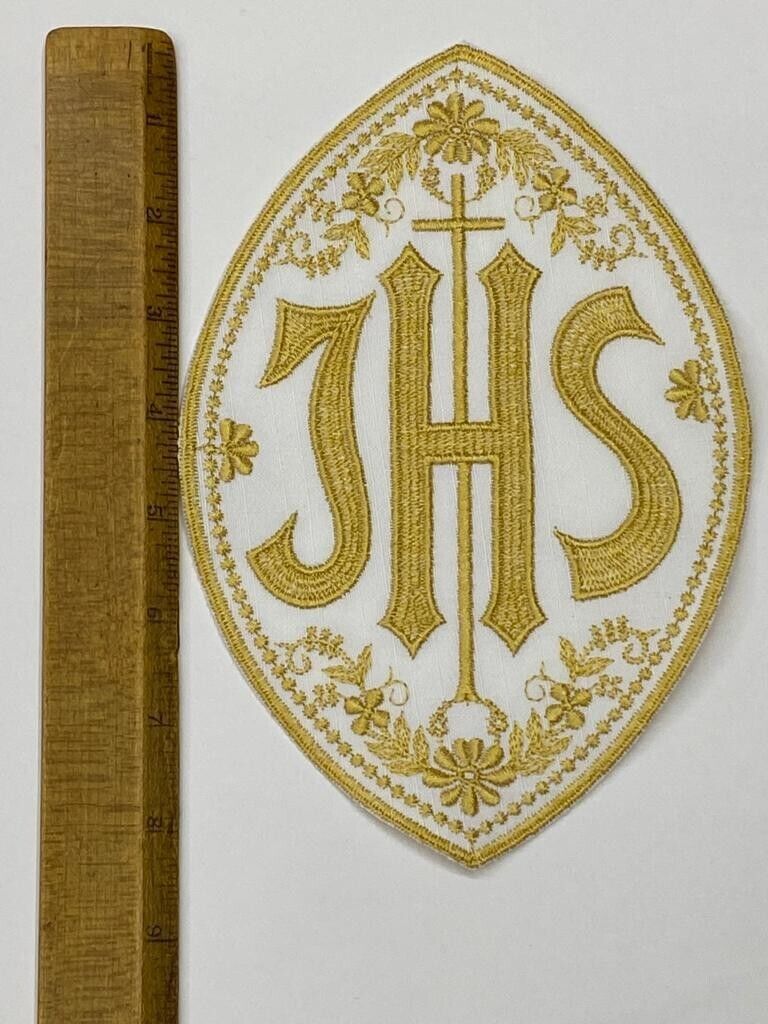 IHS Latin Cross Emblem Gold Embroidered Clergy Vestment Altar 2 PcS. Unbranded Does Not Apply - фотография #3